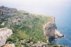 Digli Cliffs coastline with rocky cliffs and blue sea