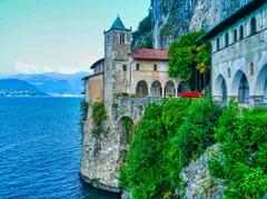 Church of Santa Caterina del Sasso Monastery in Leggiuno, Italy