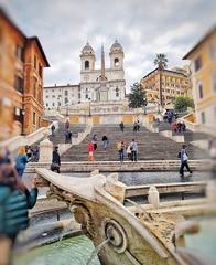 Church of Trinità dei Monti at night in Rome