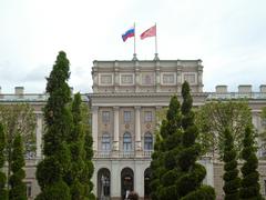 Mariinsky Palace in Russia viewed from the artificial garden