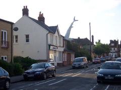 The famous 'shark in the roof' on New High Street, Headington