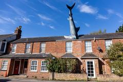 The Headington Shark sculpture in Oxfordshire, UK