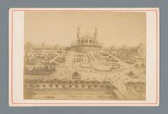 Print of Trocadero Palace view in Paris from 1878