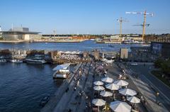 Ofelia Plads in Copenhagen with Skuespilshuset to the right and Operaen to the left