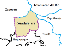 Map of the municipality of Guadalajara, Jalisco, Mexico