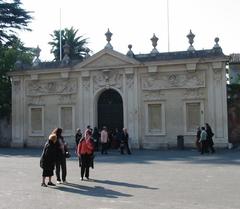 Keyhole view through Aventino Hill Gate in Rome