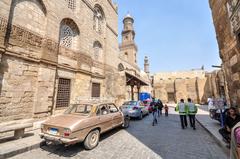 Old Islamic Cairo and a vintage Peugeot 504