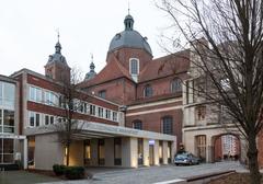 Dominican Church and police station in Münster, North Rhine-Westphalia, Germany