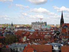 Münster skyline with historical buildings and modern structures