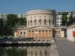 La Rotonde plaza with fountain and classical-style building