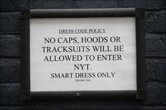 London Club dress code sign in Soho