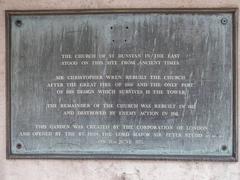 Plaque at St Dunstan in the East, St Dunstan's Hill, London