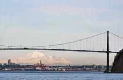 Lion's Gate Bridge and Mount Baker from Ambleside Park