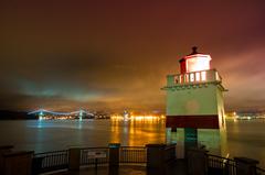 Brockton Point Lighthouse with Lions Gate Bridge in the background, Vancouver, BC