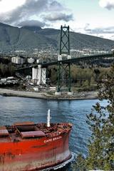 Cape Brazil approaching Lion's Gate bridge in Vancouver's harbour