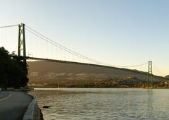 Lions Gate Bridge in Vancouver, Canada with North Vancouver in the background