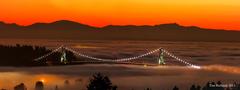 Lion's Gate Bridge at sunset during October 2013 inversion