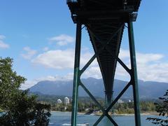 Lions Gate Bridge with cityscape background