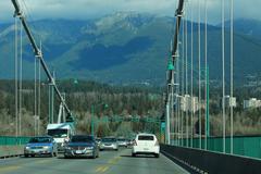 Lions Gate Bridge interior with traffic