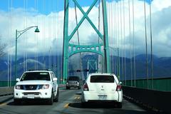 Lions Gate Bridge interior view with vehicles