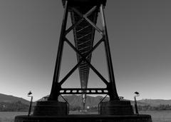 view of the Lions Gate Bridge from below