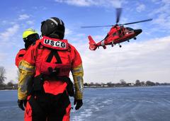 Coast Guard helicopter rescue training in Detroit