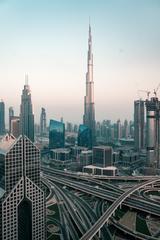 Dubai skyline featuring gray and black buildings