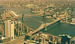 Brooklyn and Manhattan Bridges view from World Trade Center, New York, 1979