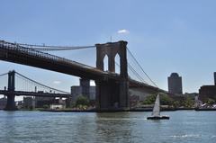 Brooklyn Bridge with Manhattan Bridge in the background, seen from East River