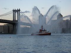 Brooklyn Bridge and fireboat celebration