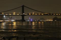 Brooklyn Bridge and Manhattan Bridge with city skyline in the background