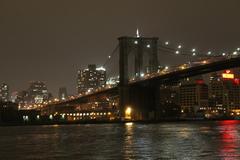 Brooklyn Bridge and Manhattan Bridge spanning the East River in New York City