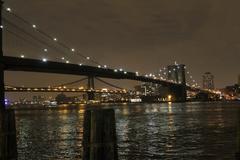 Brooklyn Bridge and Manhattan Bridge at sunset