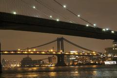 Brooklyn Bridge and Manhattan Bridge over East River