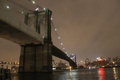 Brooklyn Bridge and Manhattan Bridge view at sunset