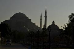 Panoramic view of Istanbul with the Blue Mosque in the foreground