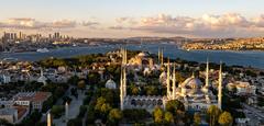 Aerial view of historical peninsula and modern skyline of Istanbul