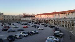 Villa Contarini with its wing and semicircle viewed from the terrace