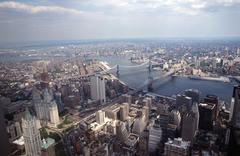 East River and Brooklyn Bridge from 2 World Trade Center, 1984