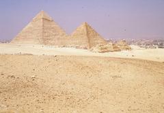 Great Pyramid of Giza with a clear blue sky