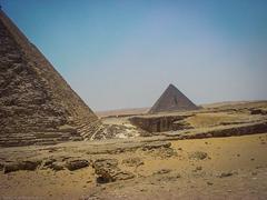 Panoramic view of Egypt showcasing ancient ruins and palm trees