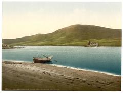 Doon Castle from the loch, Dalmellington, Scotland, between 1890 and 1900, color photochrom print