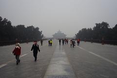 visitors walking towards the Temple of Heaven in Beijing on a sunny day