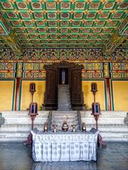 Interior view of the Imperial Hall of Heaven in the Temple of Heaven Park, Beijing