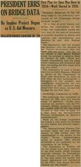 Newspaper article 'President Errs on Bridge Data' from The Sun, July 11, 1936