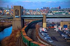 garbage train under Robert F. Kennedy Bridge in the Bronx