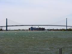 Ambassador Bridge at dusk