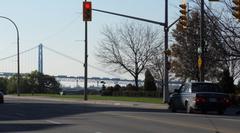 Ambassador Bridge truck traffic heading towards Canada