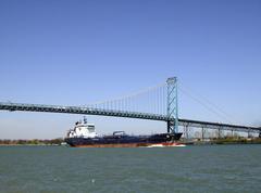 Algosea ship passing under the Ambassador Bridge