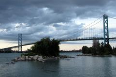 Ambassador Bridge with a view of the Detroit River